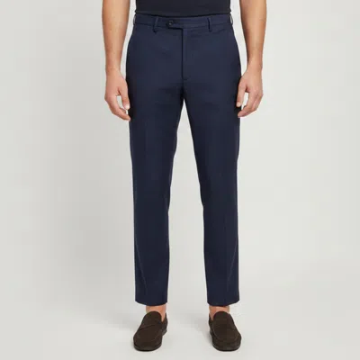 Pre-owned Brioni Navy Blue Checked Wool Blend Straight Leg Trousers Xl