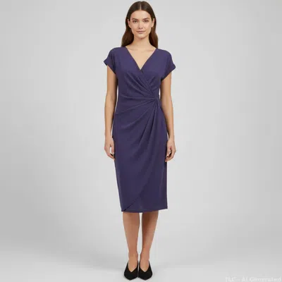 Pre-owned Brioni Navy Blue Draped Silk Midi Dress L