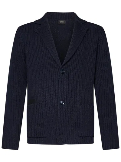 Brioni Navy Blue Ribbed Cotton Blazer
