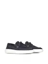 Brioni Navy Blue Suede Boat Shoes In Blue