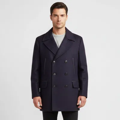 Pre-owned Brioni Navy Blue Wool Blend Double Breasted Peacoat Xl