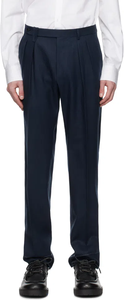 Brioni Navy Elba Trousers In Sapphire