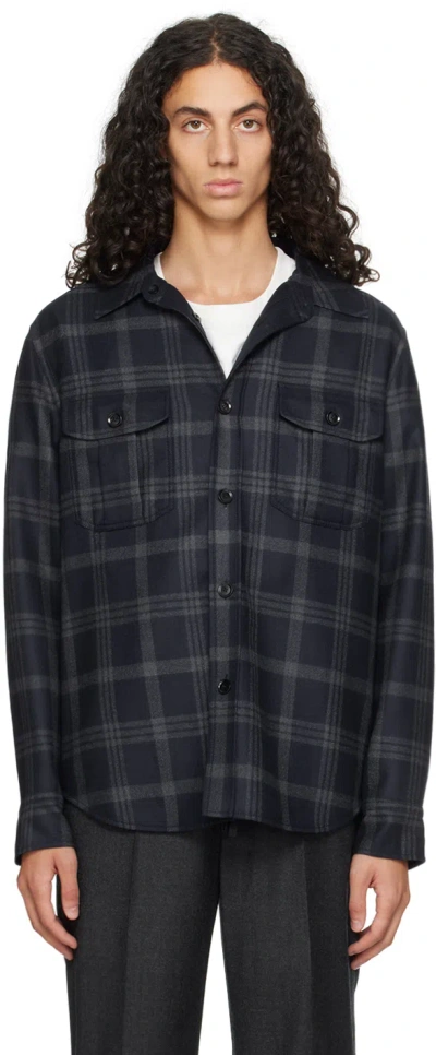 Brioni Navy Vagabond Jacket In 9041 4001 White/navy