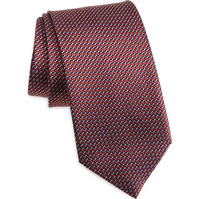 Brioni Neat Silk Tie In Blue/red
