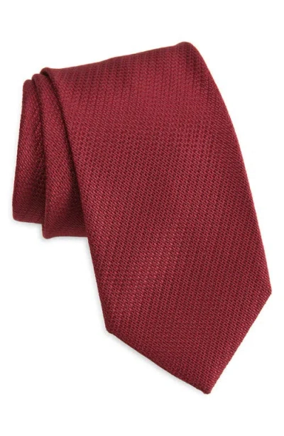 Brioni Neat Silk Tie In Burgundy