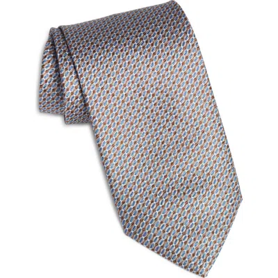Brioni Neat Silk Tie In Brown Blue