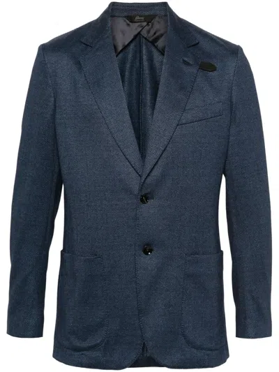 Brioni Notched-lapels Single-breasted Blazer In Blue