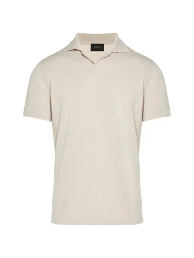 Brioni Notched Polo Shirt In Neutral