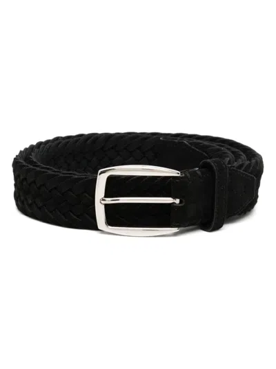 Brioni Nubuck Braided Belt In 黑色