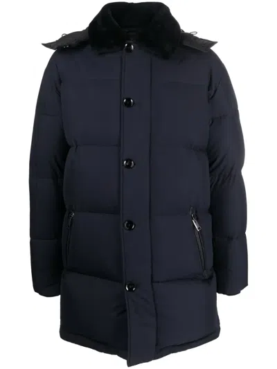 Brioni Padded Down Coat In Blue