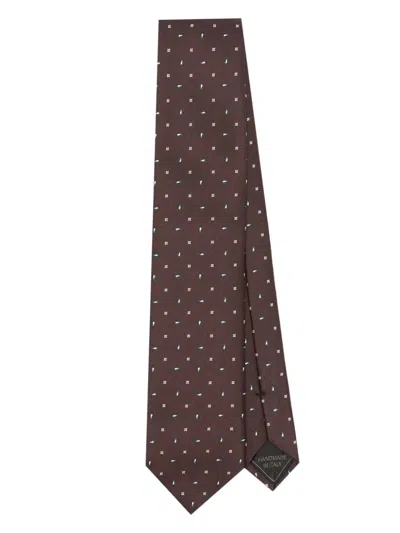 Brioni Paisley-jacquard Tie In Brown