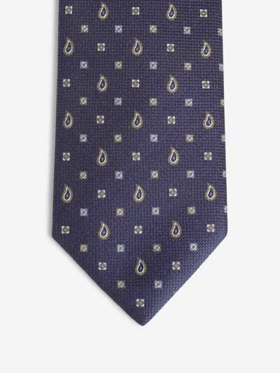 Brioni Paisley Motif Tie In Blue