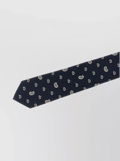 Brioni Paisley Pattern Slim Tie With Tailored Finish In Blue