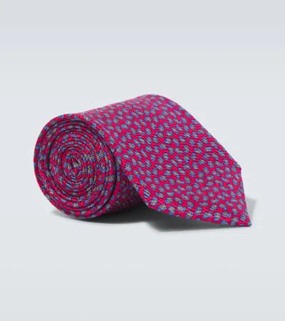 Brioni Printed Silk Tie In Pink