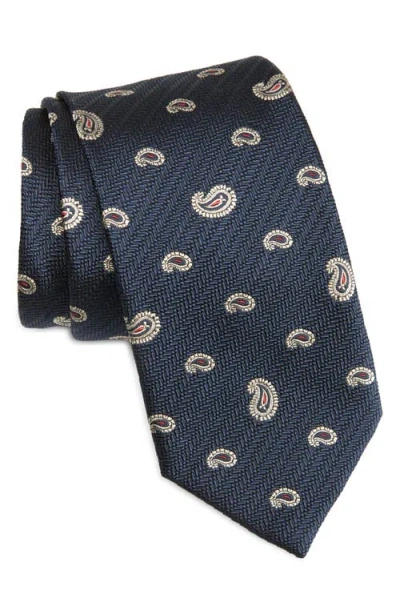 Brioni Paisley Silk Tie In Black