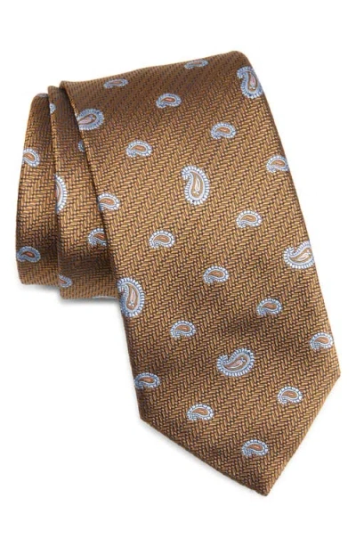 Brioni Paisley Silk Tie In Brown