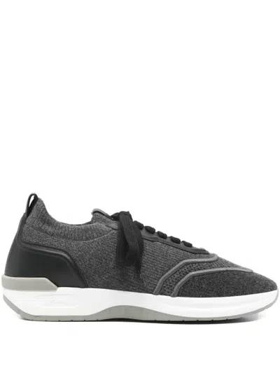 Brioni Panelled Lace-up Sneakers In Gray