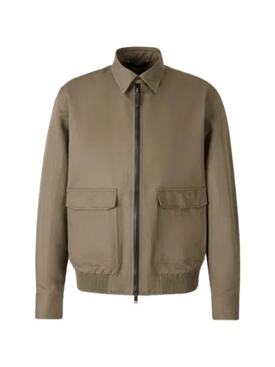 Brioni Linen Cotton Blouson Puffer Jackets Green