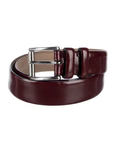 Pre-owned Brioni Patent Leather Belt In Burgundy