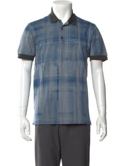 Pre-owned Brioni Patterned Collar Polo Shirt In Blue