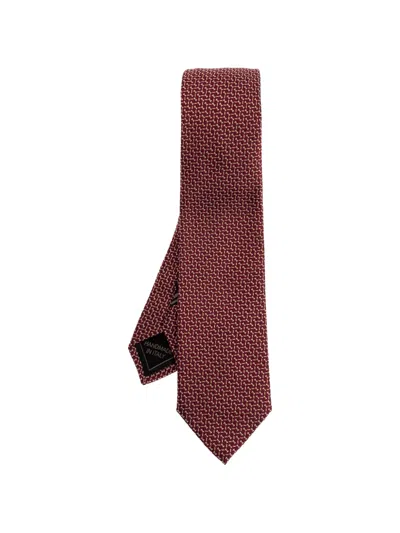 Brioni Patterned Silk Tie In Red