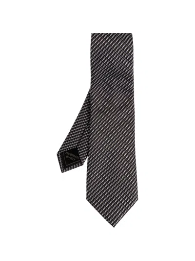 Brioni Patterned Silk Tie In Black