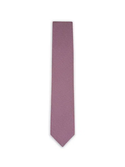 Brioni Patterned Silk Tie In Pink
