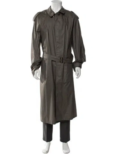 Pre-owned Brioni Patterned Trench Coat In Green