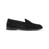 Brioni Almond Toe Suede Leather Penny Loafers In Black