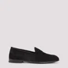 Brioni Almond Toe Suede Leather Penny Loafers In Black