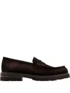 Brioni Penny-strap Suede Loafers In Brown