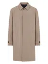 Brioni Performa Collared Long Coat In Brown