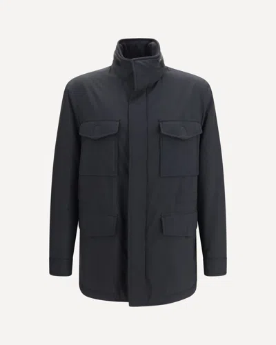 Brioni Performa Wool Blend Sahariana Jacket In Blue