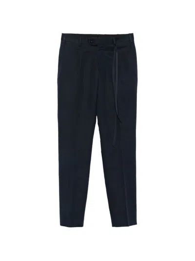 Brioni Pienza Cotton And Linen Trousers In Blue