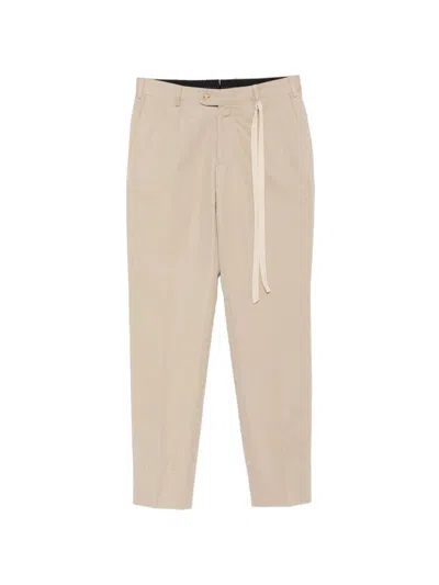 Brioni Pienza Cotton And Linen Trousers In Neutral