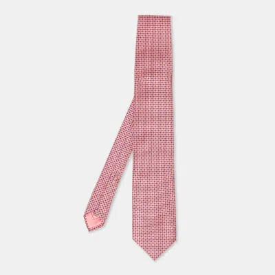 Pre-owned Brioni Pink Pattern Print Silk Tie