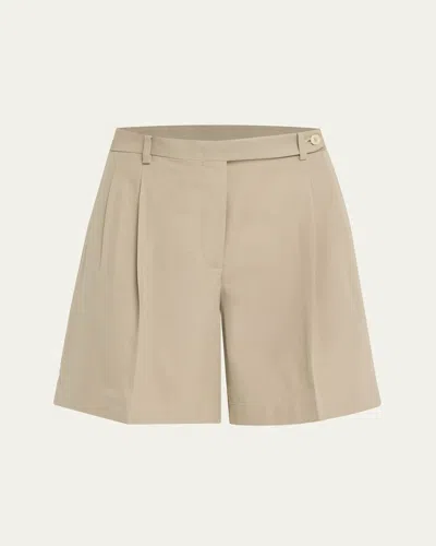 Brioni Pintuck Gabardine Silk Shorts In Zinc