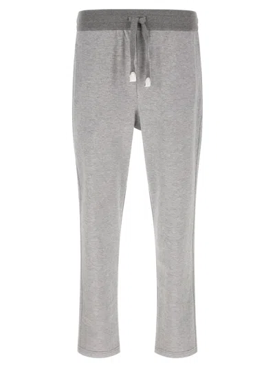 Brioni Piqué Cotton Joggers In Gray