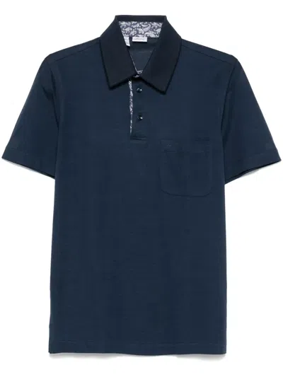 Brioni Piqué Polo Shirt In Blue