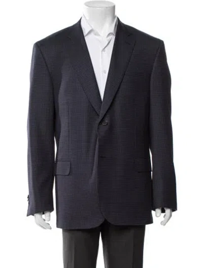 Pre-owned Brioni Plaid Print Blazer In Blue