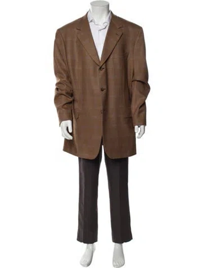 Pre-owned Brioni Plaid Print Blazer In Brown