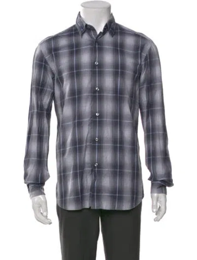 Pre-owned Brioni Plaid Print Long Sleeve Shirt In Multi