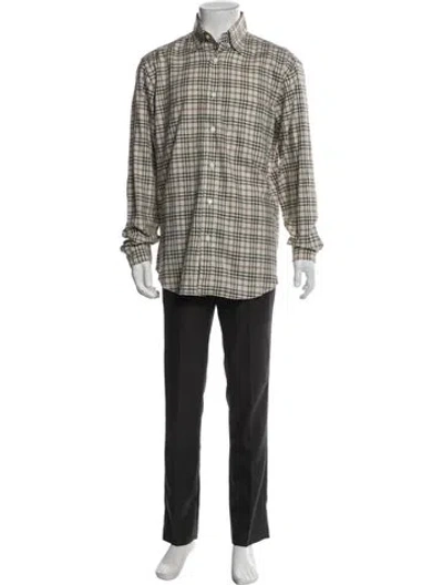Pre-owned Brioni Plaid Print Long Sleeve Shirt In Multi