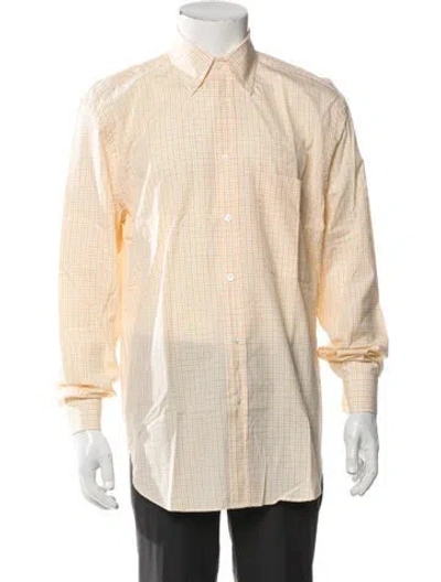 Pre-owned Brioni Plaid Print Long Sleeve Shirt In Neutral