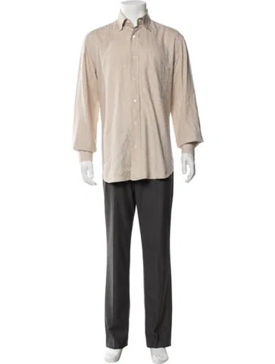 Pre-owned Brioni Plaid Print Long Sleeve Shirt In Neutral