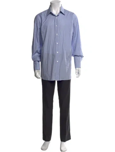 Pre-owned Brioni Plaid Print Long Sleeve Shirt In Orange
