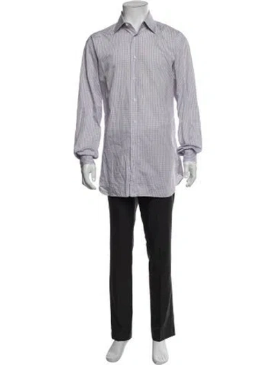 Pre-owned Brioni Plaid Print Long Sleeve Shirt In Red