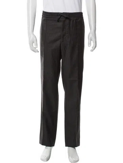 Pre-owned Brioni Plaid Print Pants In Gray