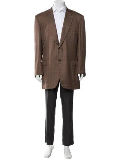 Pre-owned Brioni Plaid Print Two-piece Blazer In Brown