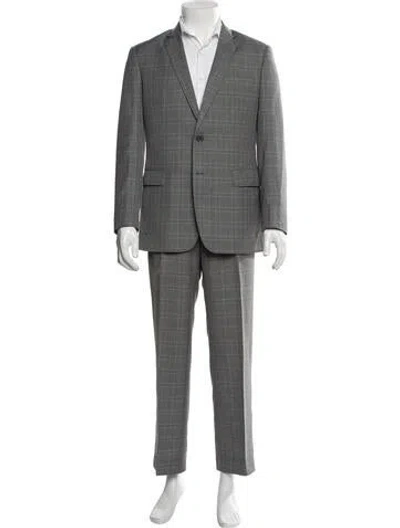 Pre-owned Brioni Plaid Print Two-piece Blazer In Gray